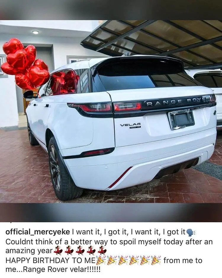 BBN Mercy Eke buys herself a Range Rover Velar as she marks her 27th birthday