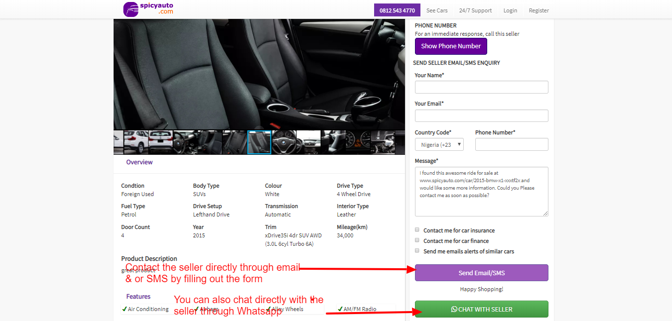 How to buy a car on Spicyauto -  CONTACT